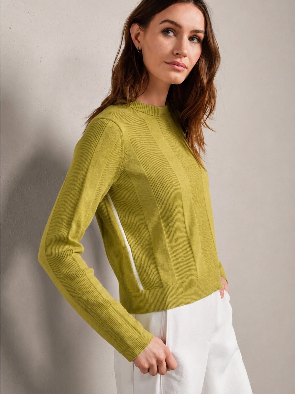 Rhone Somer Pullover Sweater Women’s S/P Chartreuse Green Knit Crewneck